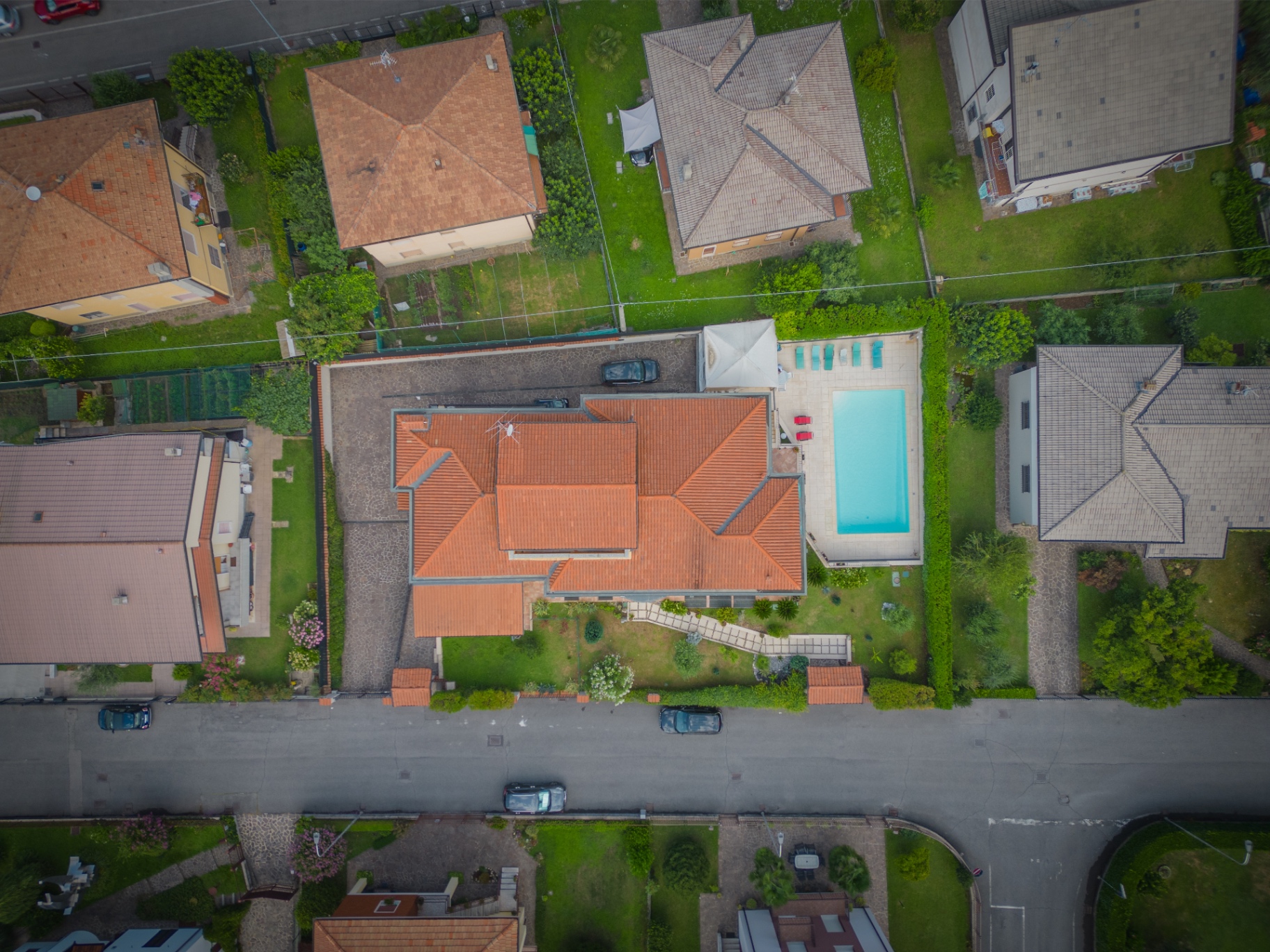 Villa con piscina dall'alto