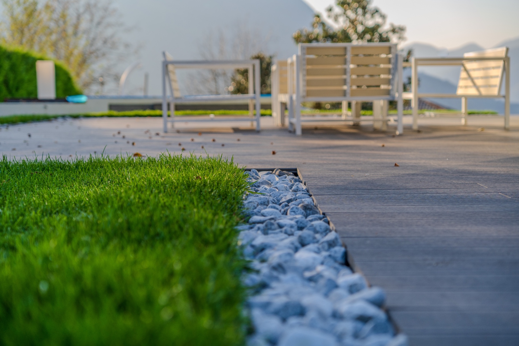 Deck outdoor con fuoco selettivo